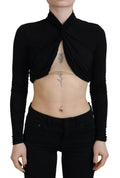 Top Dsquared² noir en viscose coupé avec manches longues et col torsadé à poignets côtelés