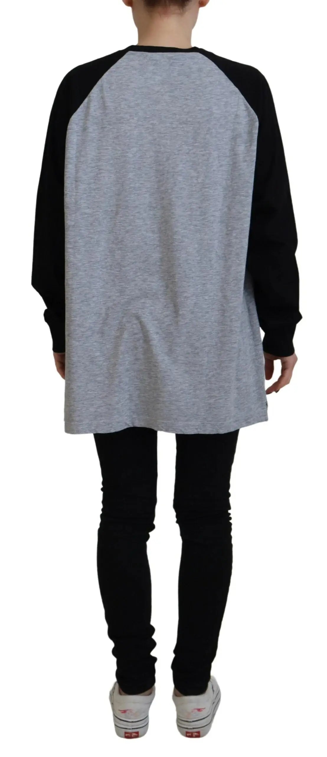 T-shirt long en coton dsquared² noir et gris à manches raglan avec une coupe décontractée