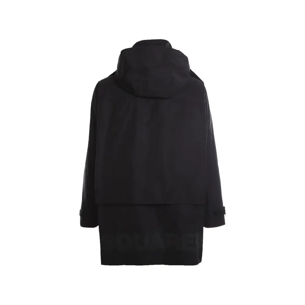 Veste shell en nylon noire dsquared² avec capuche et détails de coutures minimalistes élégant et moderne