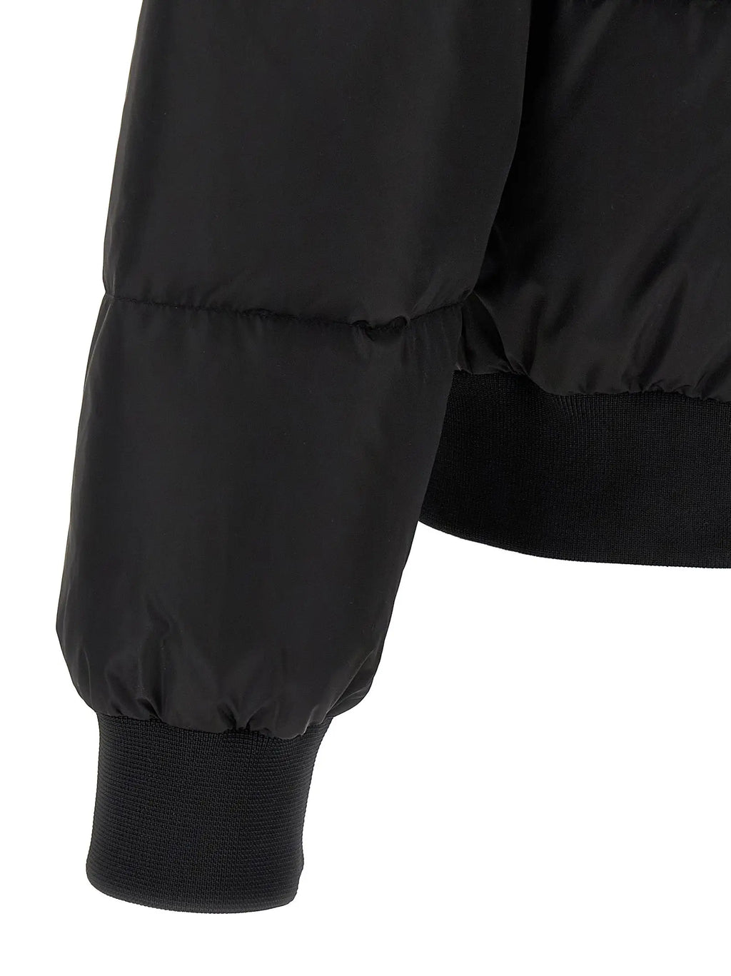 Manche de doudoune noire dsquared² en polyamide avec coutures matelassées et poignets côtelés