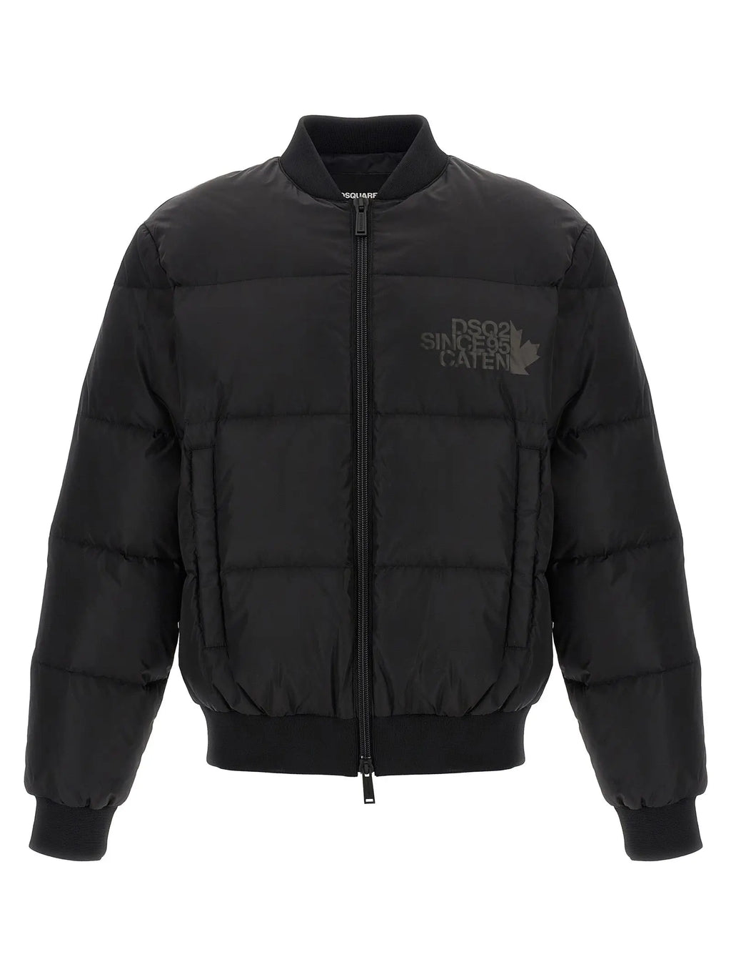 Veste bomber noire en polyamide dsquared² avec panneaux matelassés et logo dsquared2 discret sur la poitrine