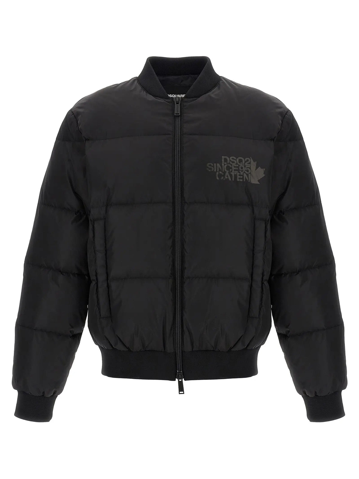 Veste bomber noire en polyamide dsquared² avec panneaux matelassés et logo dsquared2 discret sur la poitrine