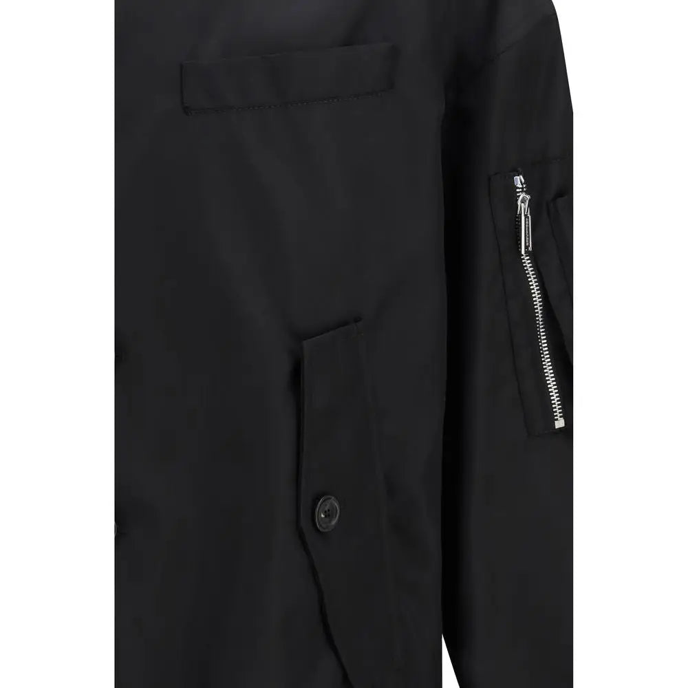 Blouson aviateur dsquared² noir en polyamide avec finition mate élégante et détails en zip argenté