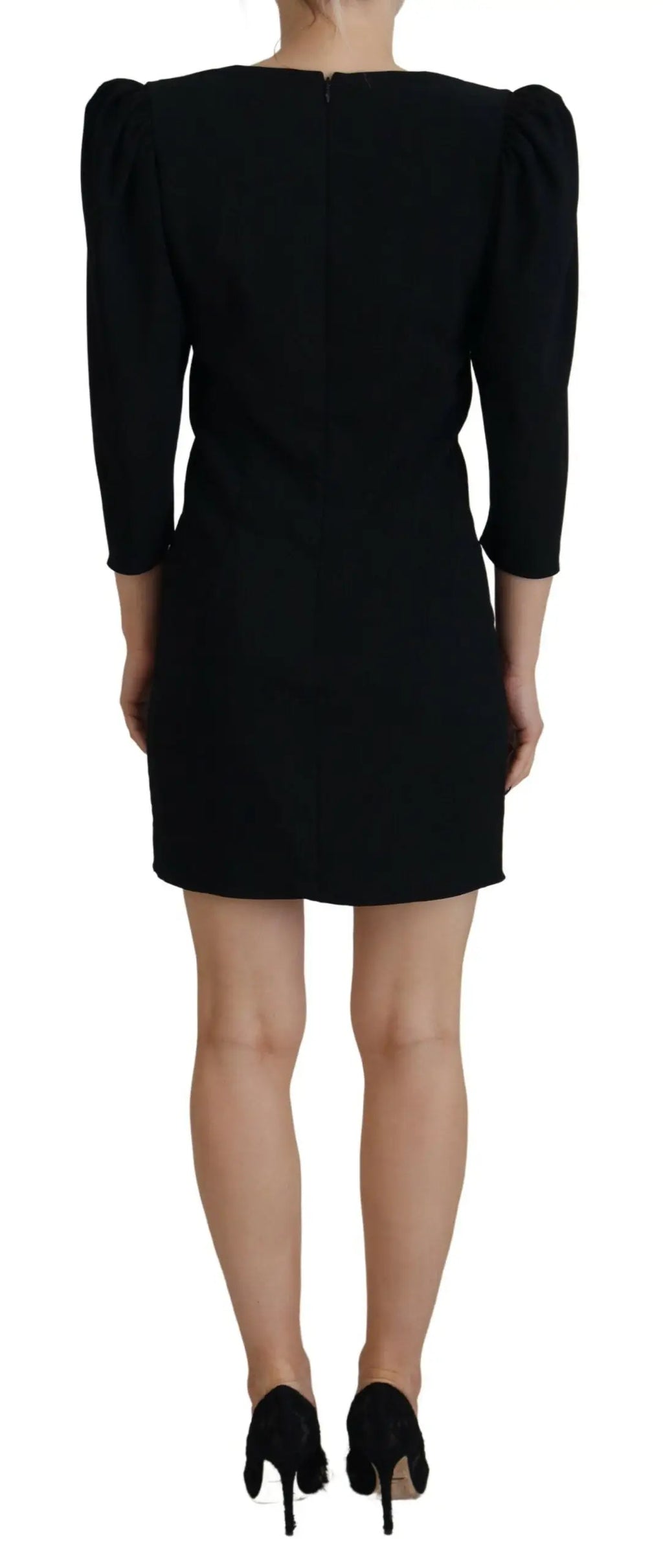 Robe noire dsquared² en polyester avec manches longues bouffantes et silhouette moulante ajustée