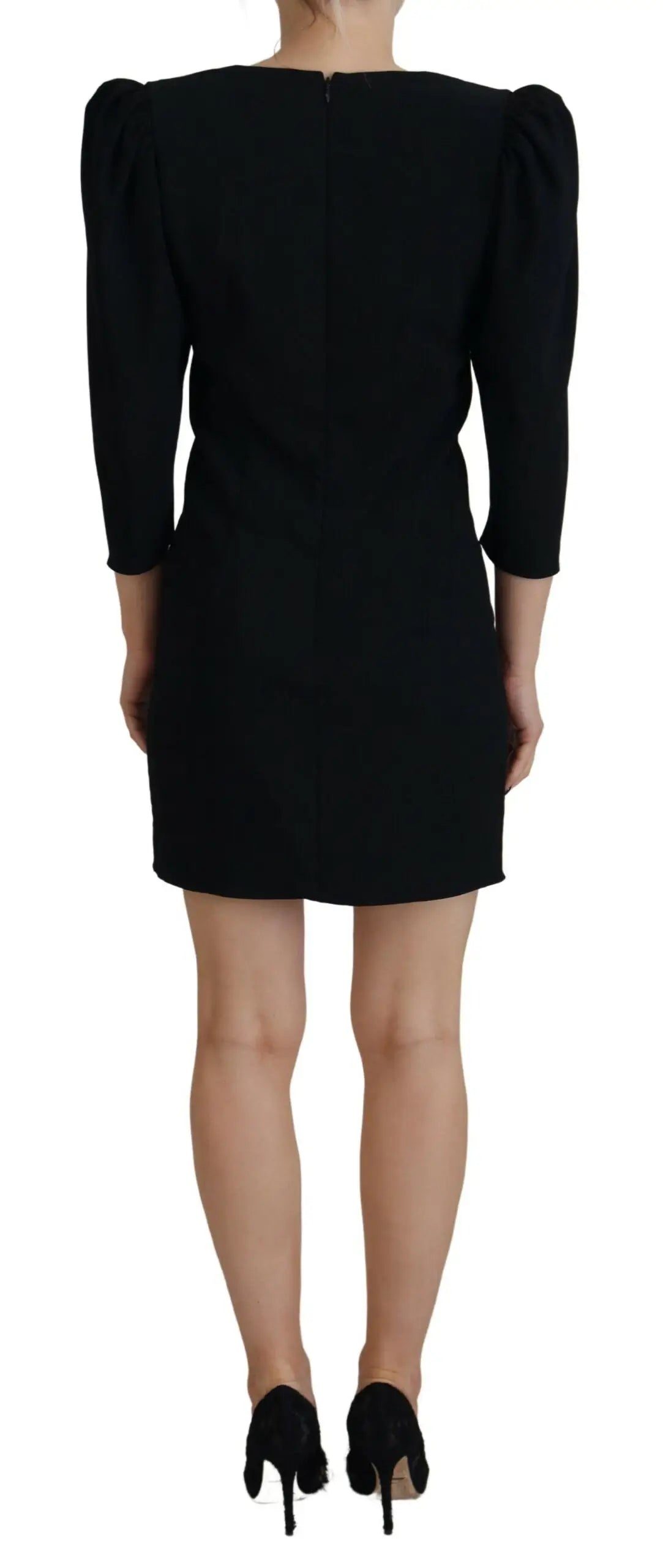 Robe noire dsquared² en polyester avec manches longues bouffantes et silhouette moulante ajustée