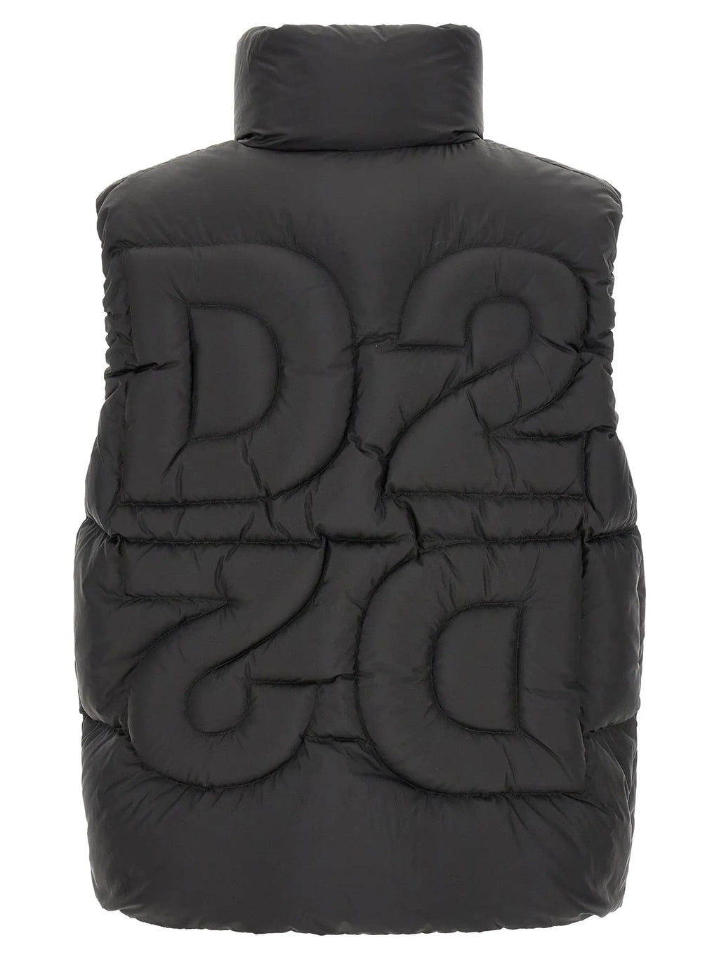 Black polyester Dsquared² sleeveless jacket with d2d logo quilted design on puffer vest