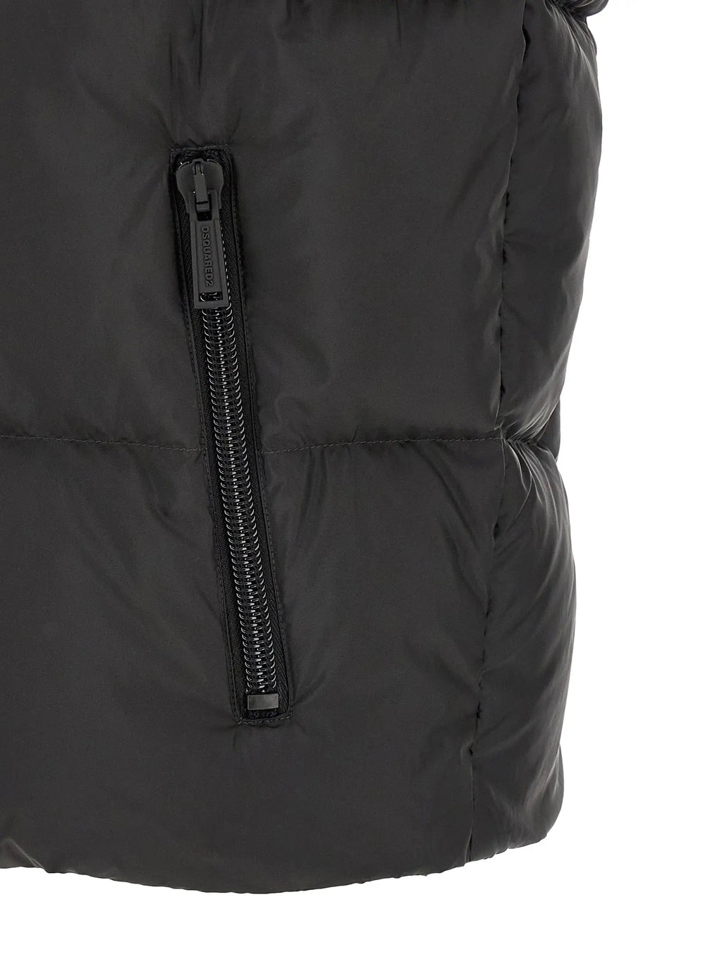 Dsquared² veste sans manches noire en polyester avec fermeture éclair centrale et coutures matelassées