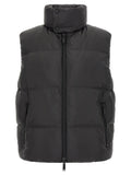 Dsquared² veste sans manches noire en polyester avec col montant, fermeture éclair frontale et poches latérales