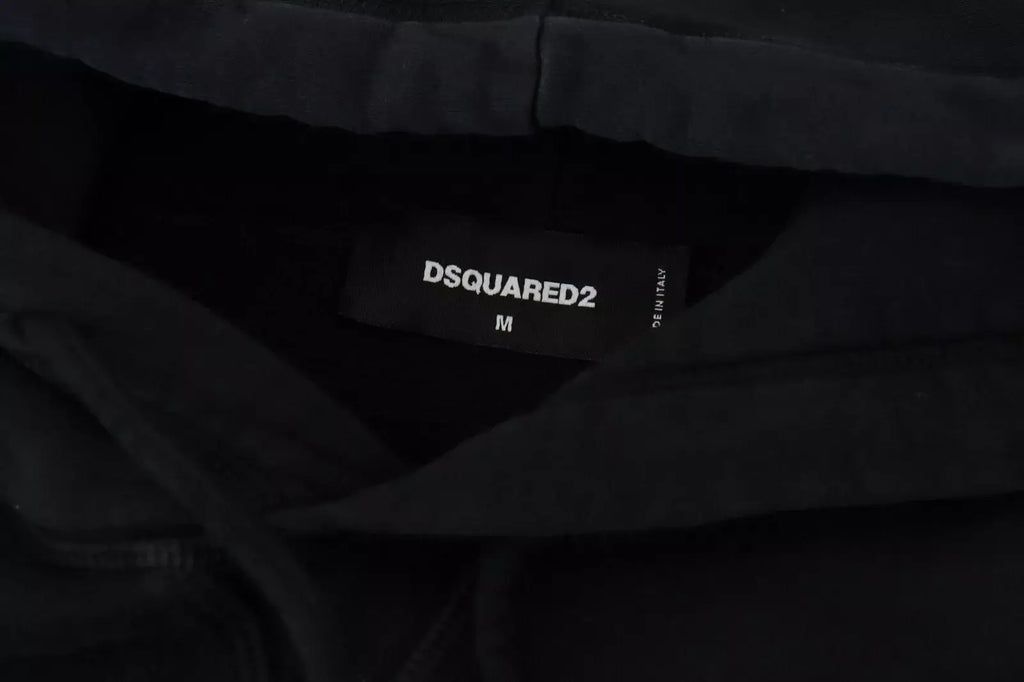 Étiquette noire dsquared² taille m en coton indiquant la fabrication italienne dans sweat à capuche tie dye noir