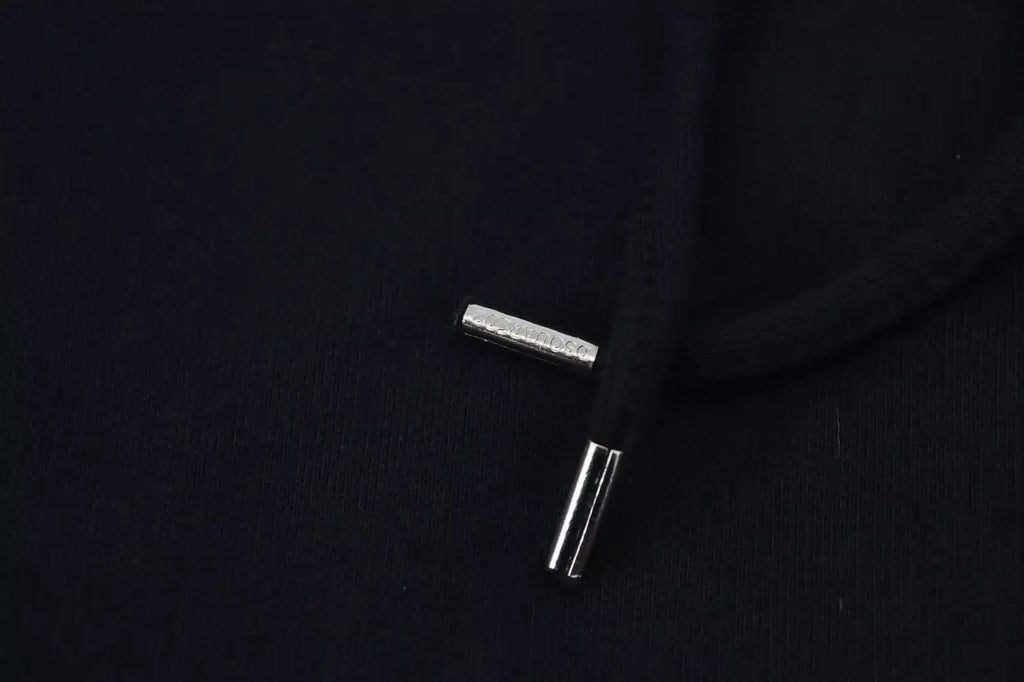 Toggle en métal argenté avec finition martelée texturée et extrémités cylindriques lisses sur sweat à capuche dsquared² tie dye noir en coton