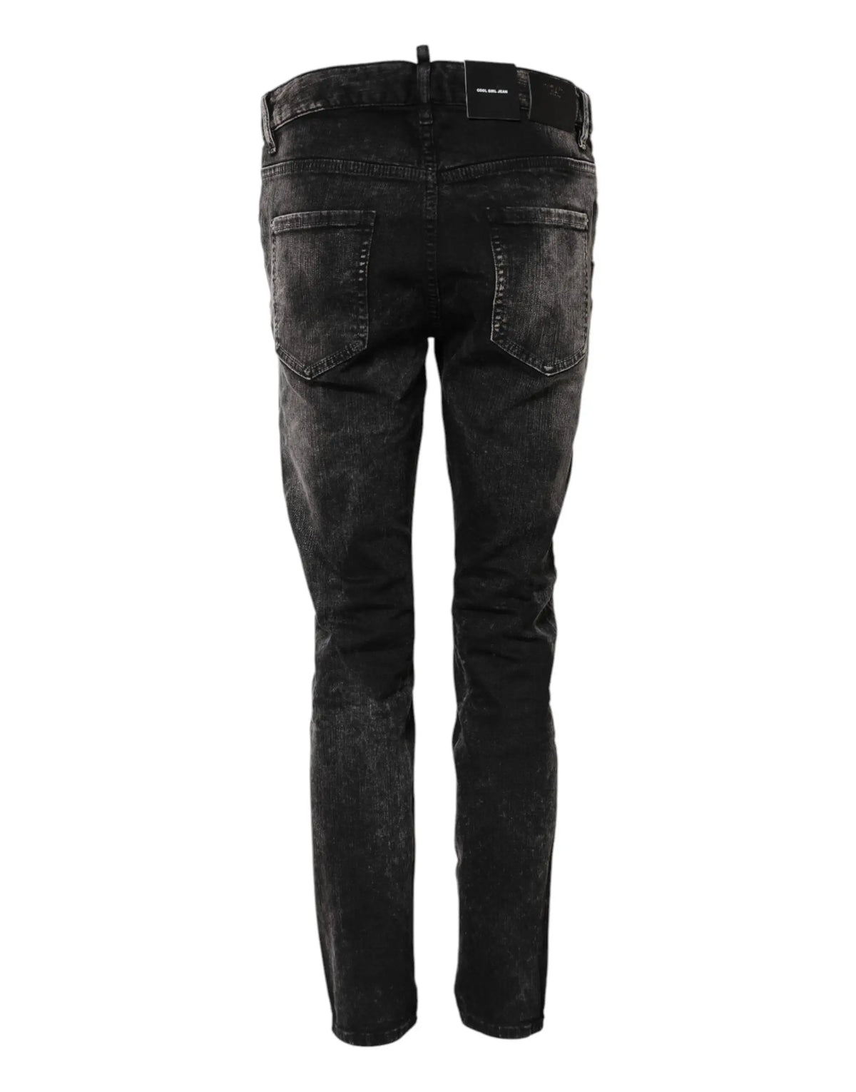 Jeans en denim noir distressed dsquared² slim fit avec décoloration subtile et taille mi-haute