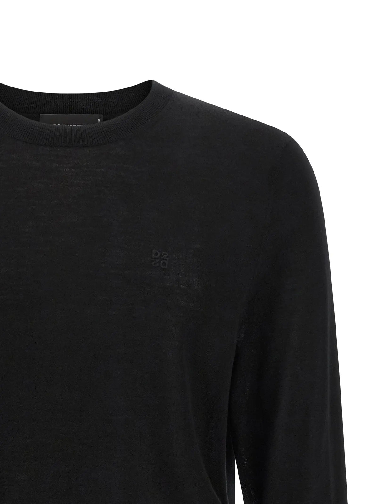 Cardigan en laine noir dsquared² avec col rond manches longues et logo brodé subtil sur la poitrine