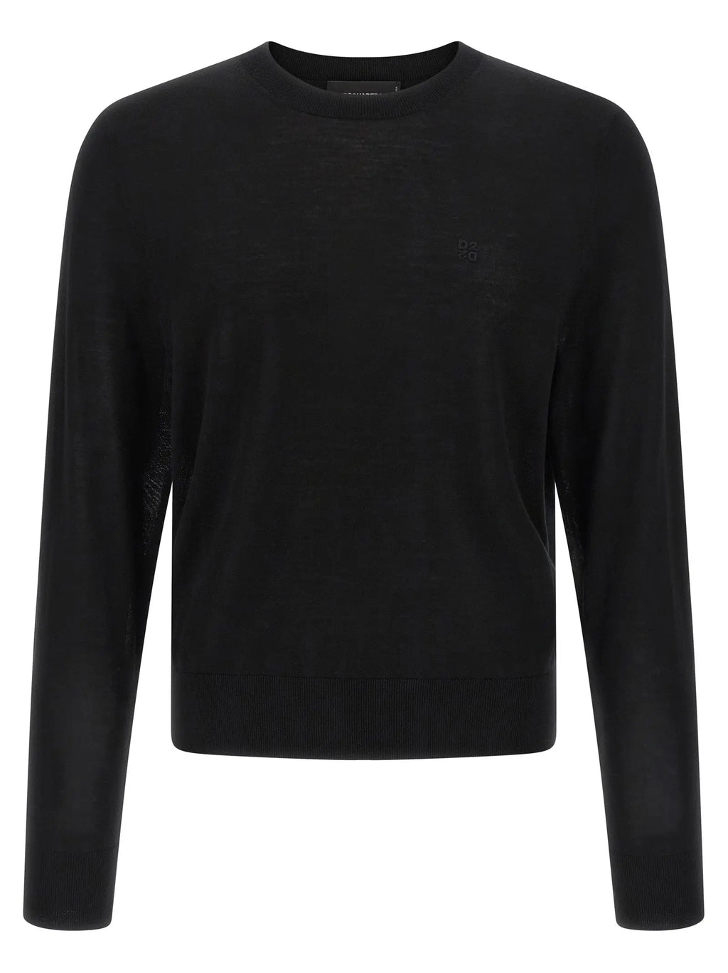 Cardigan noir en laine Dsquared² avec maille texturée subtile et petit logo brodé sur la poitrine gauche