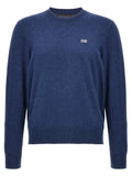 Dsquared² cardigan en coton bleu marine avec texture chinée subtile et logo blanc brodé sur la poitrine gauche