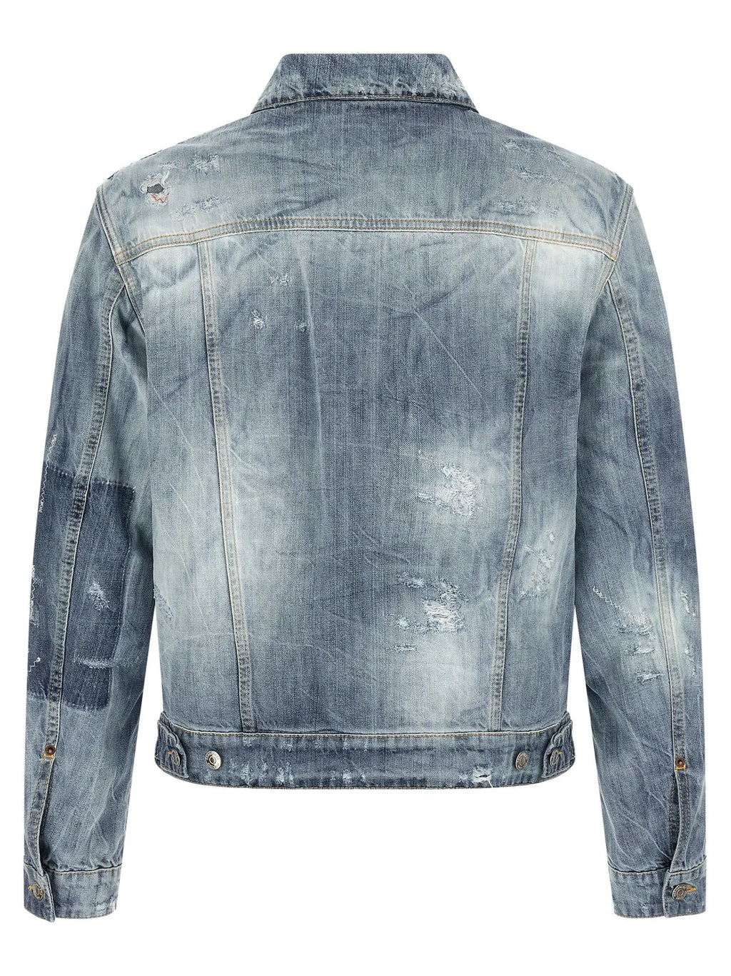 Veste en denim bleu clair dsquared² en coton avec délavages et déchirures effet usé