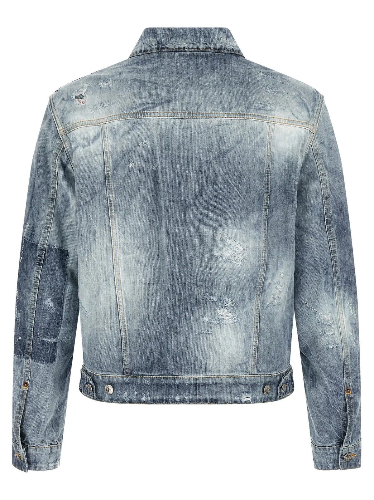 Veste en denim bleu clair dsquared² en coton avec délavages et déchirures effet usé
