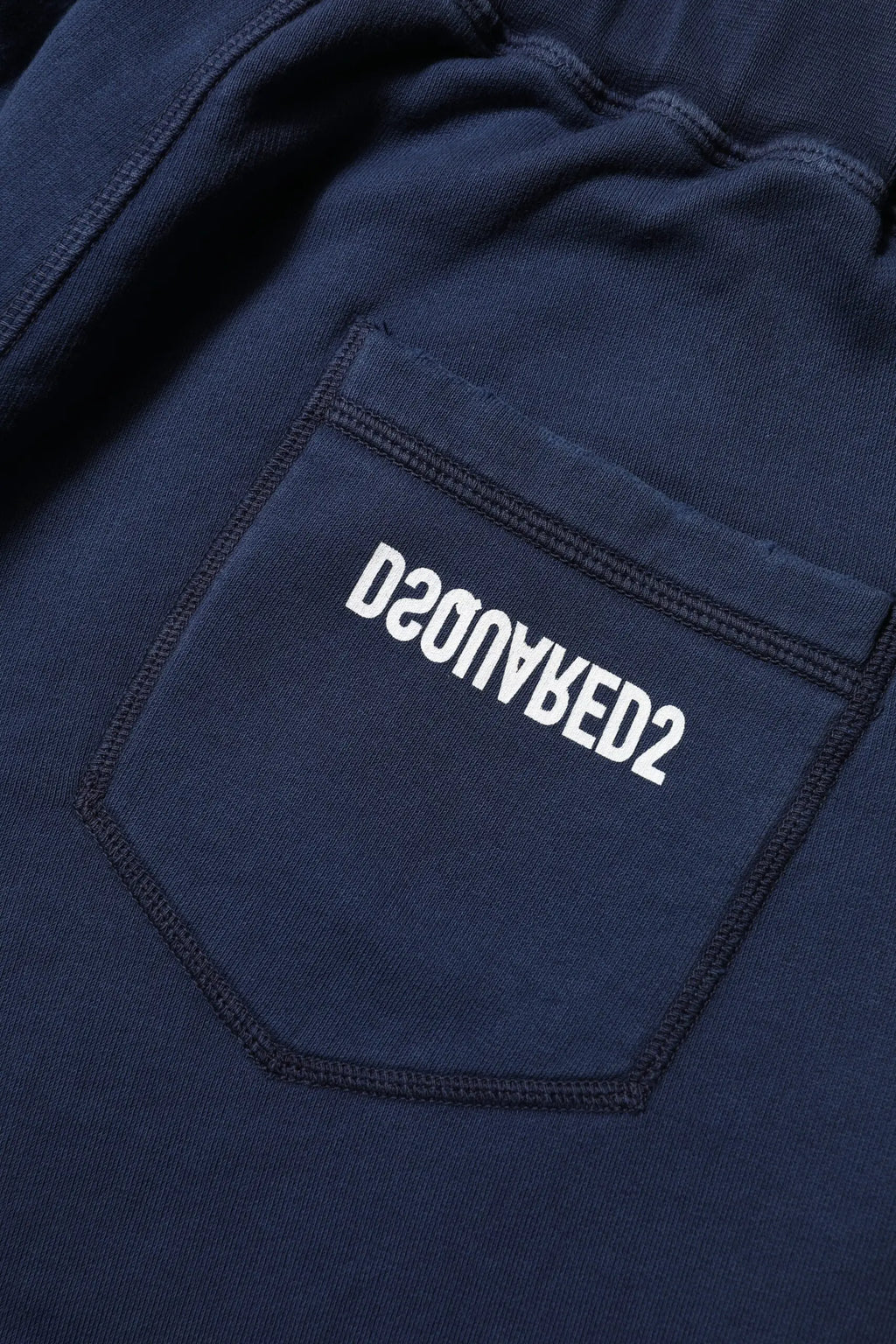 Pantalon jogging bleu dsquared² en coton mi-taille avec logo blanc brodé sur la poche avant
