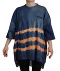 T-shirt oversize dsquared² en coton bleu et orange tie-dye avec logo noir sur la poitrine manches courtes