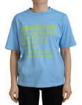 T-shirt dsquared² bleu clair en coton avec imprimé logo vert lime dsquared2 surf manches courtes col rond