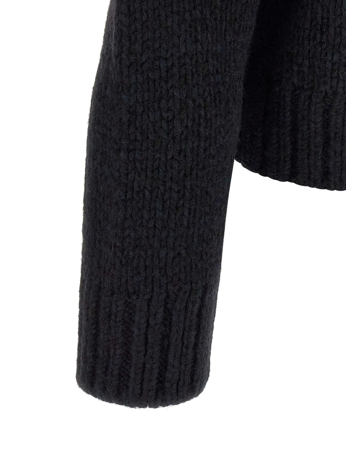 Manche en tricot côtelé noir du cardigan dsquared² blue marabou en maille élégante