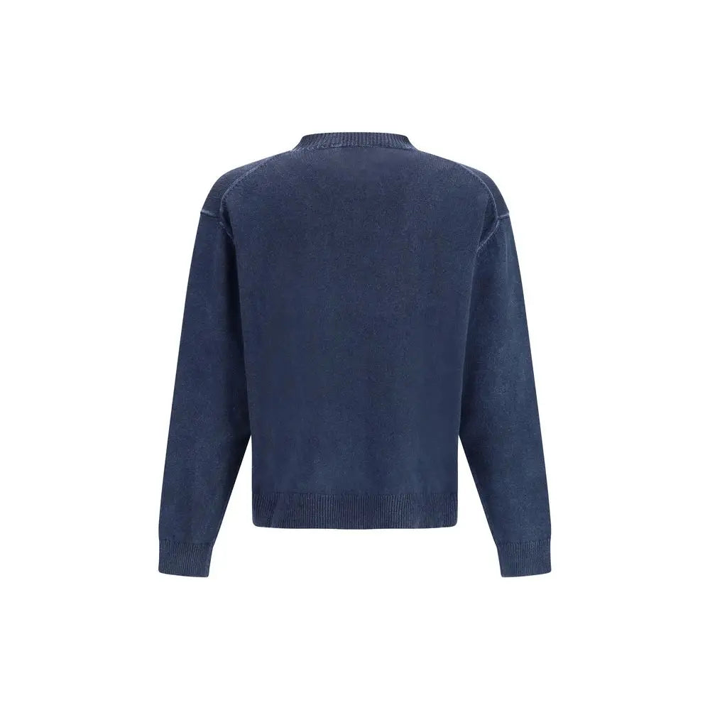 Navy blue polyester sweatshirt by Dsquared² with knit texture and ribbed cuffs and hem