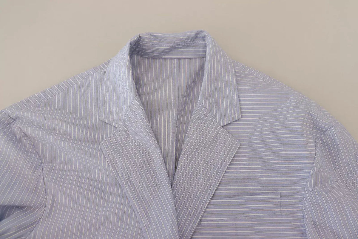 Veste blazer formelle dsquared² bleu rayée blanche en coton à col classique à rayures verticales