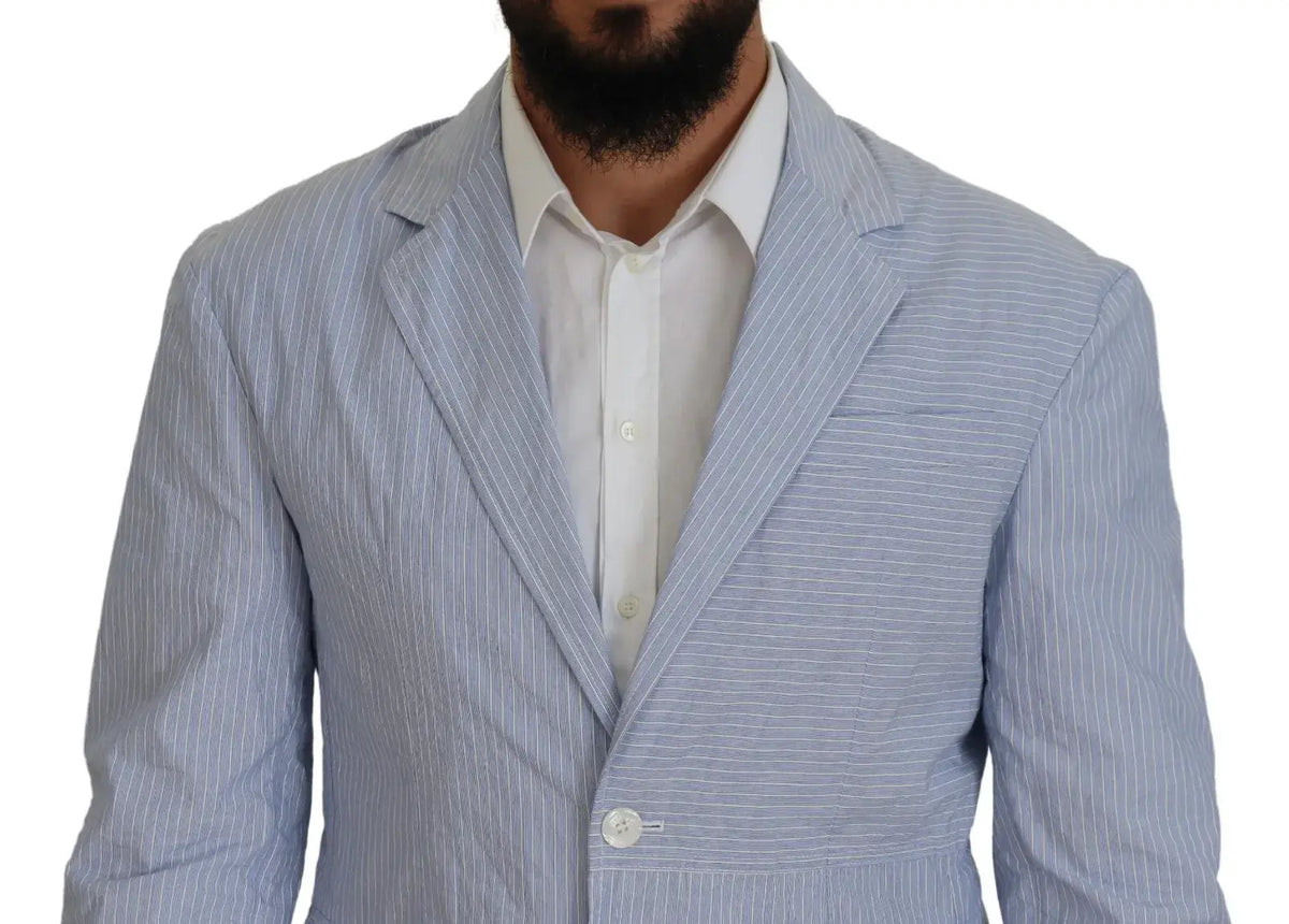 Blazer formel dsquared² bleu clair à fines rayures verticales avec coupe ajustée et boutonnage simple