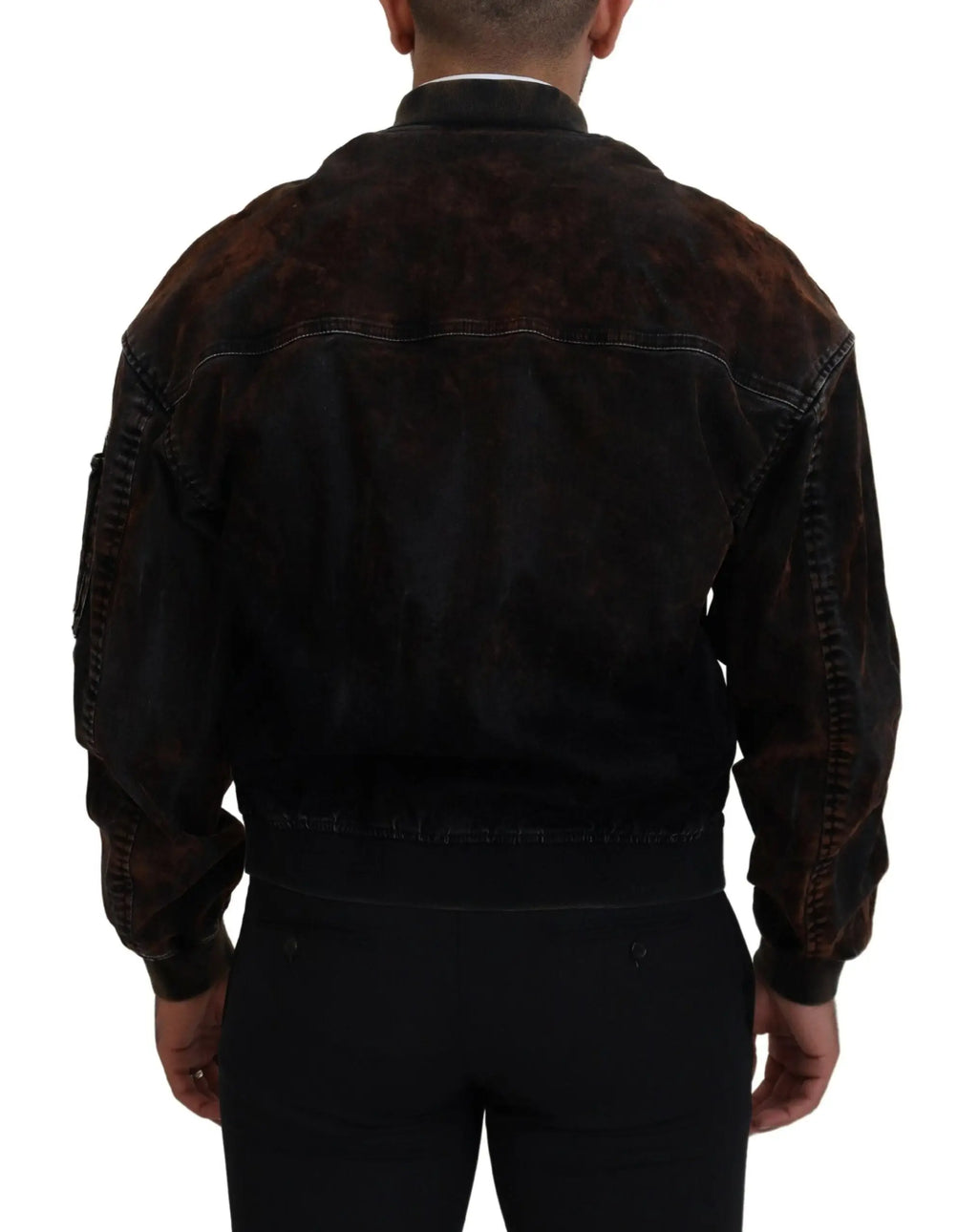 Veste bomber dsquared² en coton marron avec manches zippées en daim noir et marron à coutures contrastantes