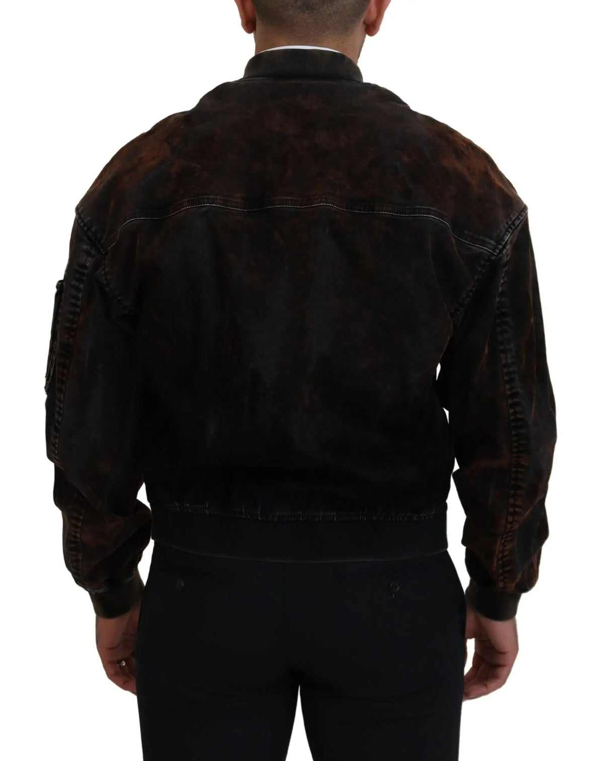 Veste bomber dsquared² en coton marron avec manches zippées en daim noir et marron à coutures contrastantes