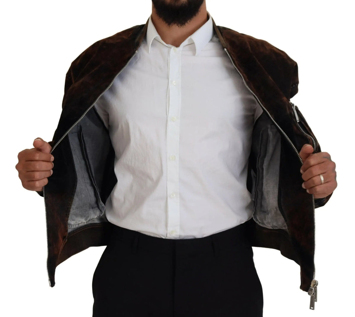 Dsquared² veste bomber en coton marron foncé avec doublure intérieure noire contrastante et poches zippées aux manches