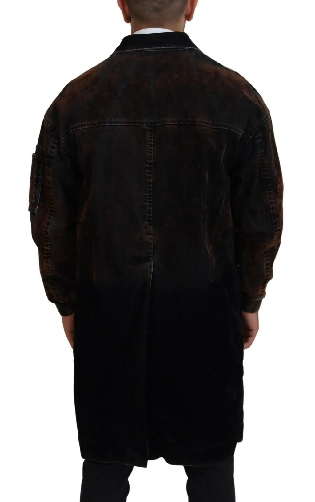 Veste bomber marron foncé en suède vieilli avec col classique et coutures visibles dsquared² coton homme