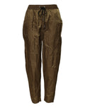 Pantalon de survêtement olive vert en satin dsquared² femme taille moyenne avec taille à cordon noir