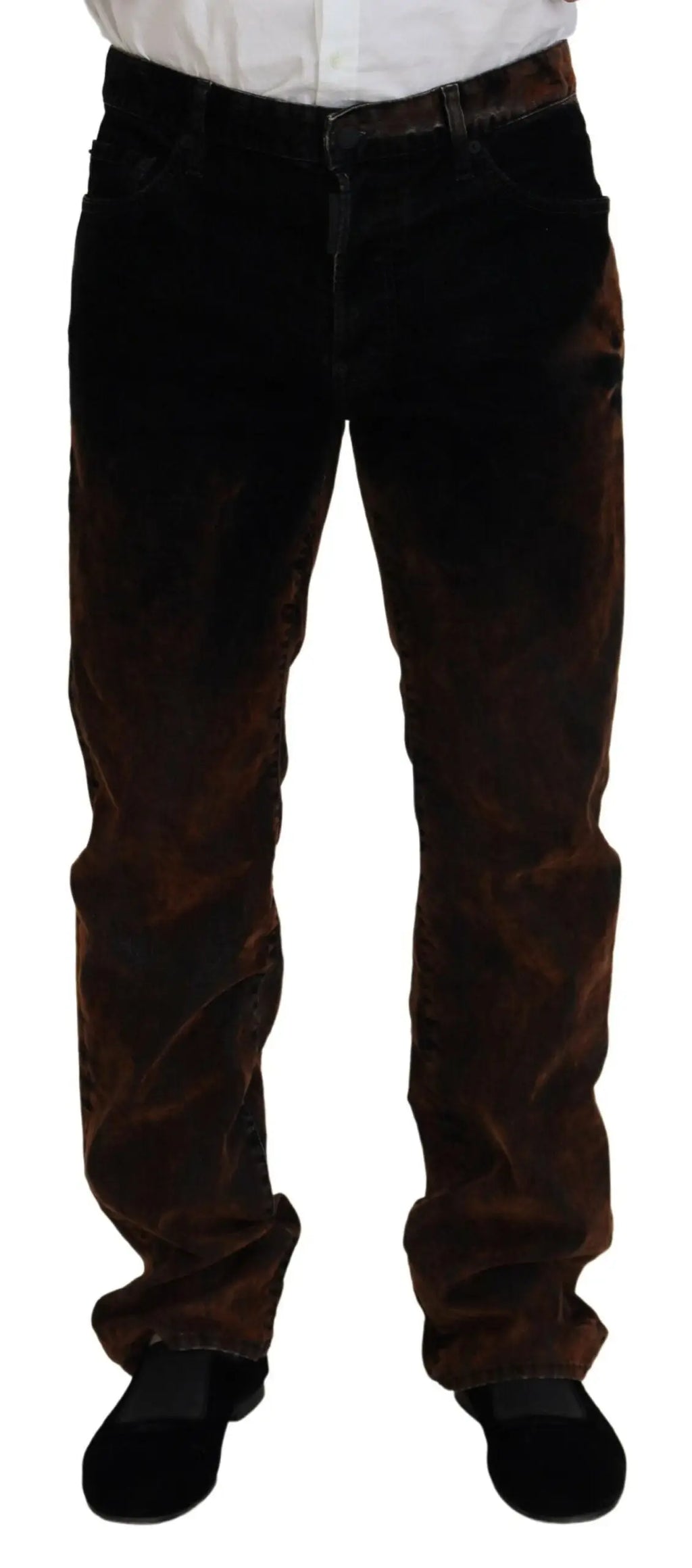 Pantalon en velours côtelé marron foncé dsquared² avec cinq poches classiques et passants de ceinture
