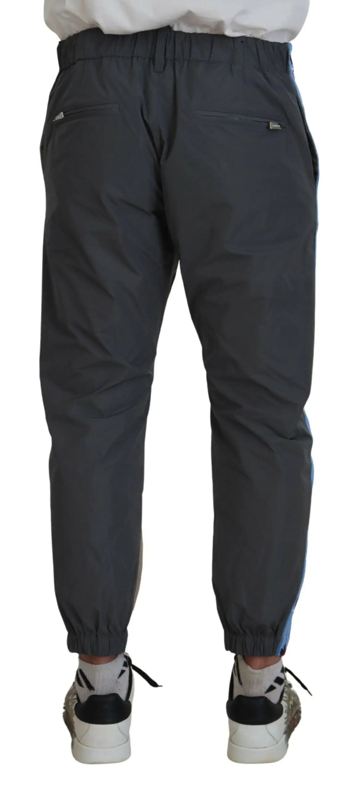 Pantalon homme Dsquared² en coton gris brun deux tons slim avec poches élastiques et fines bandes latérales