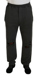 Pantalon homme casual dsquared² gris foncé en coton avec genoux déchirés et style usé