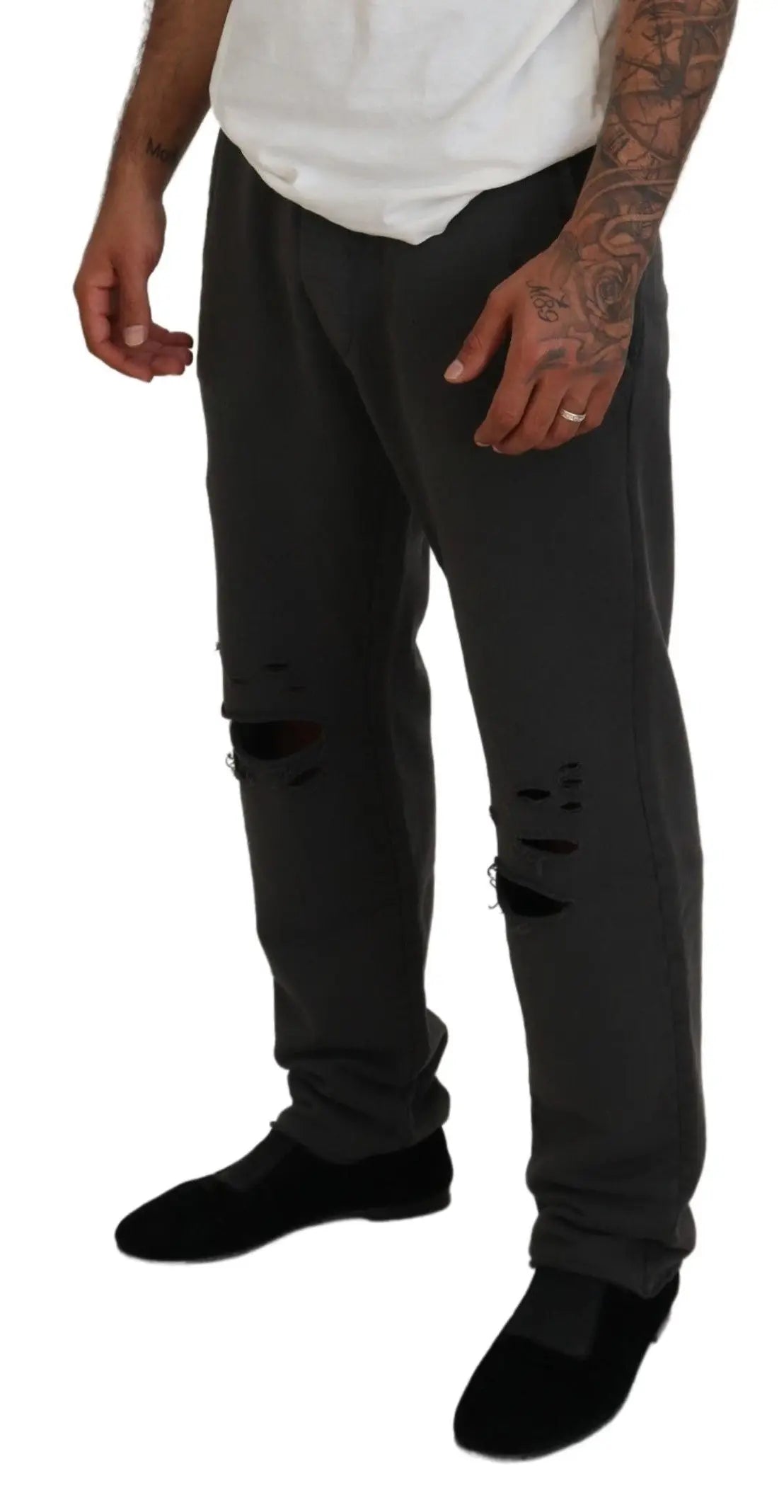 Jean Dsquared² homme gris foncé en coton avec genoux déchirés style décontracté