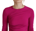 Robe mini dsquared² fuchsia en viscose avec manches longues et détails froncés subtils sur la poitrine