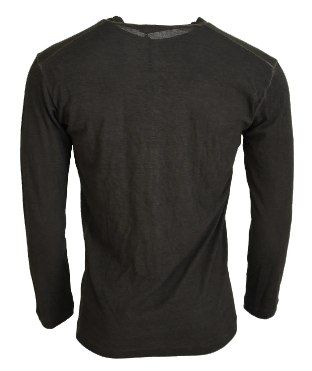 Pull gris dsquared² en coton et lin avec manches longues et panneau mesh transparent au col