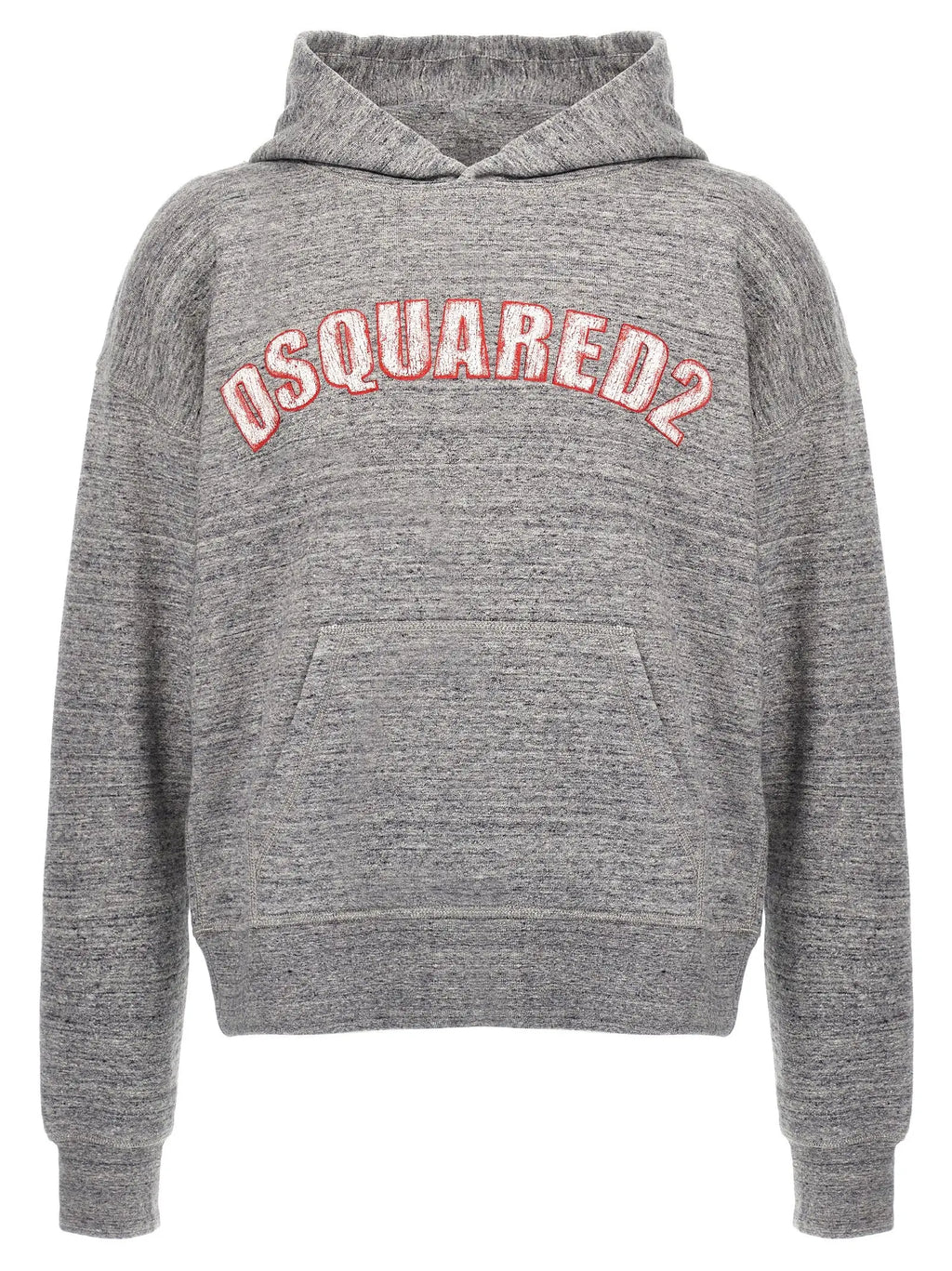 Sweatshirt dsquared² gris en coton avec logo rouge brodé sur la poitrine et effet chiné