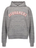 Sweatshirt dsquared² gris en coton avec logo rouge brodé sur la poitrine et effet chiné