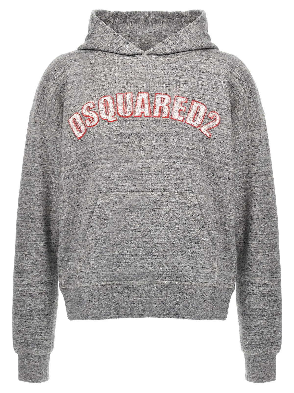 Sweatshirt dsquared² gris en coton avec logo rouge brodé sur la poitrine et effet chiné