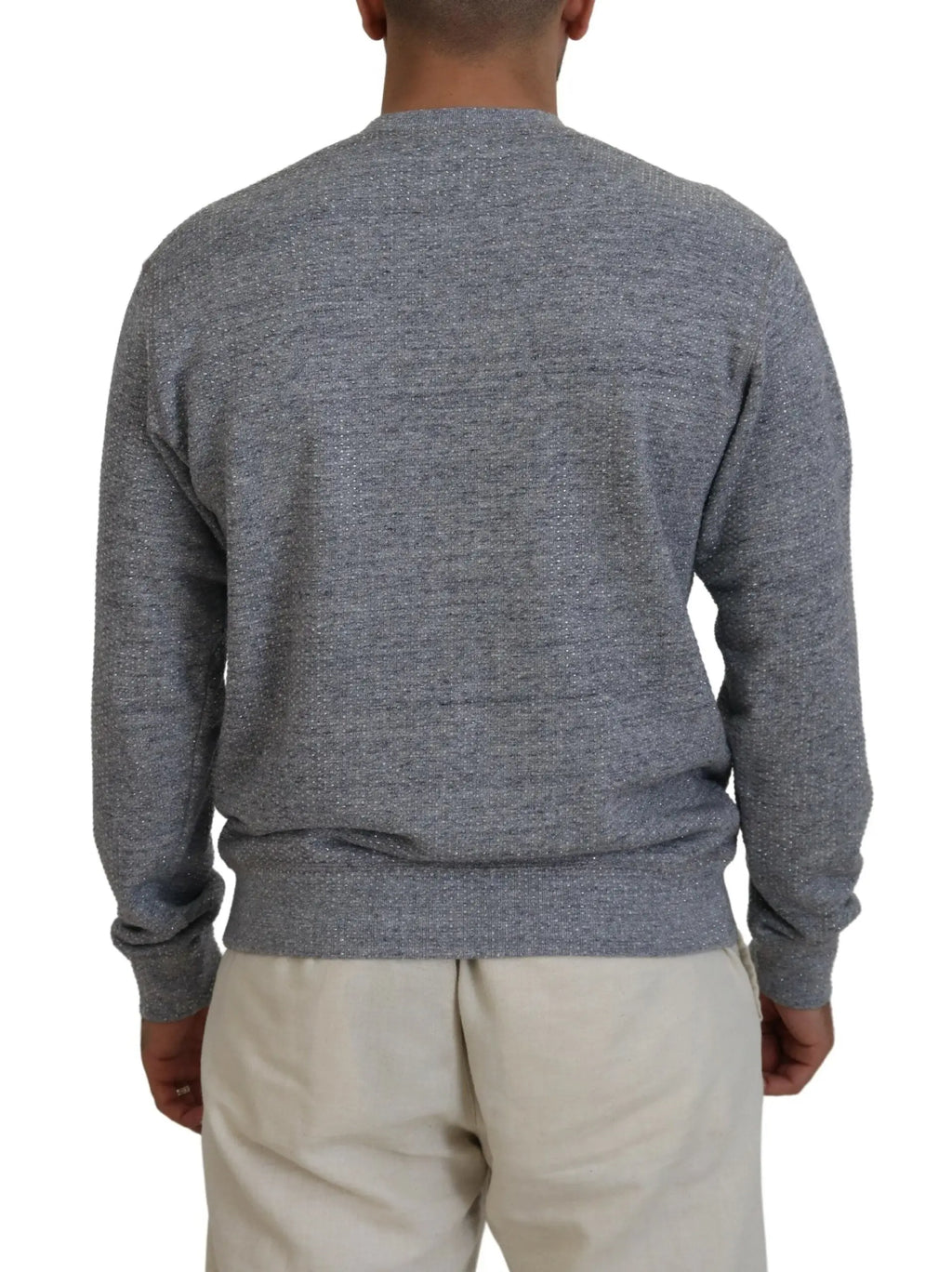 Pull over homme dsquared² gris en maille chinée avec embellissements en cristal et col rond classique