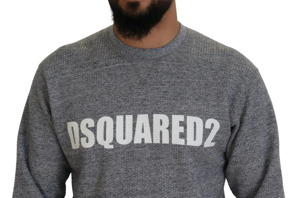 Sweat-shirt dsquared² gris chiné avec lettrage blanc dsquared2 en gros sur la poitrine et embellissements cristal