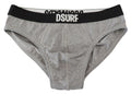 Briefs hommes dsquared² en coton stretch gris chiné avec taille élastique noire logo dsurf blanc