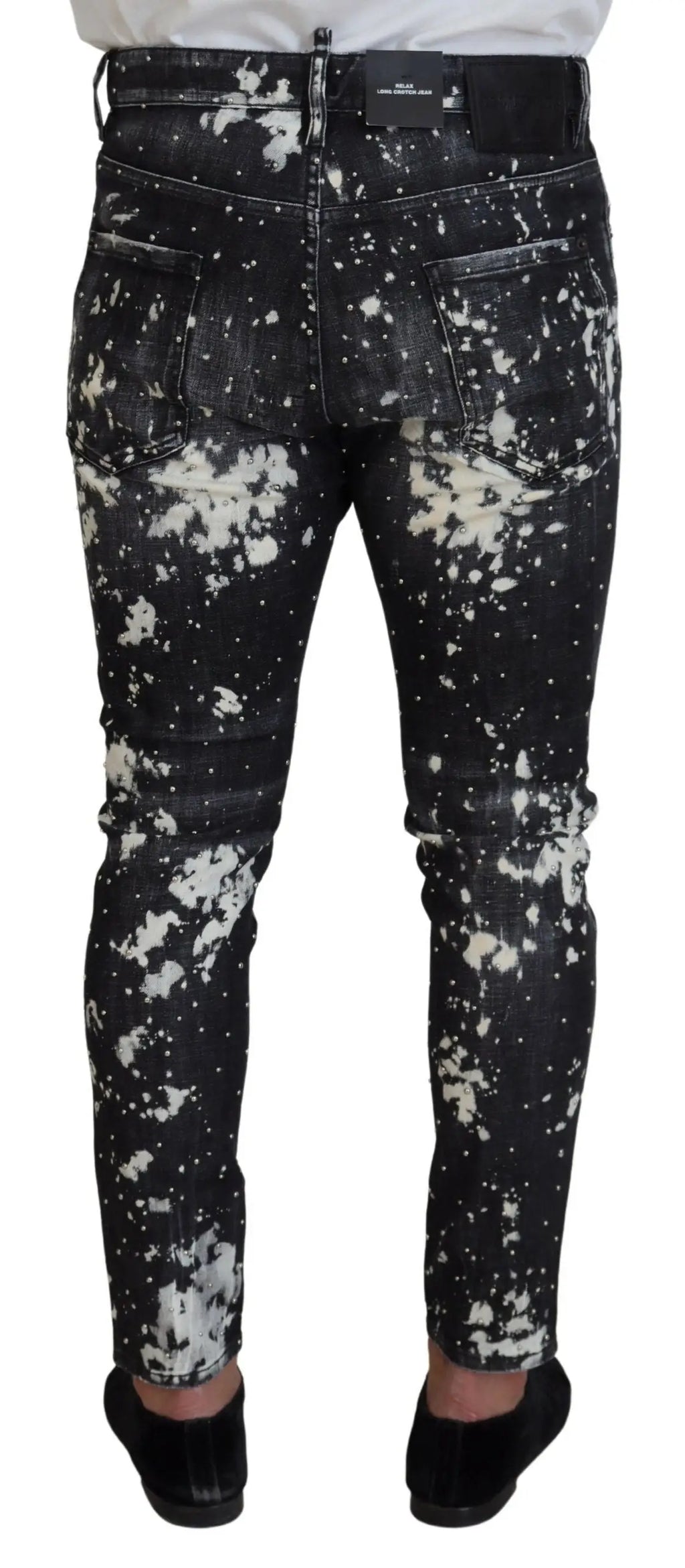 Jeans skinny en denim dsquared² gris avec effet éclaboussures blanches et coupe slim avec étiquette de marque