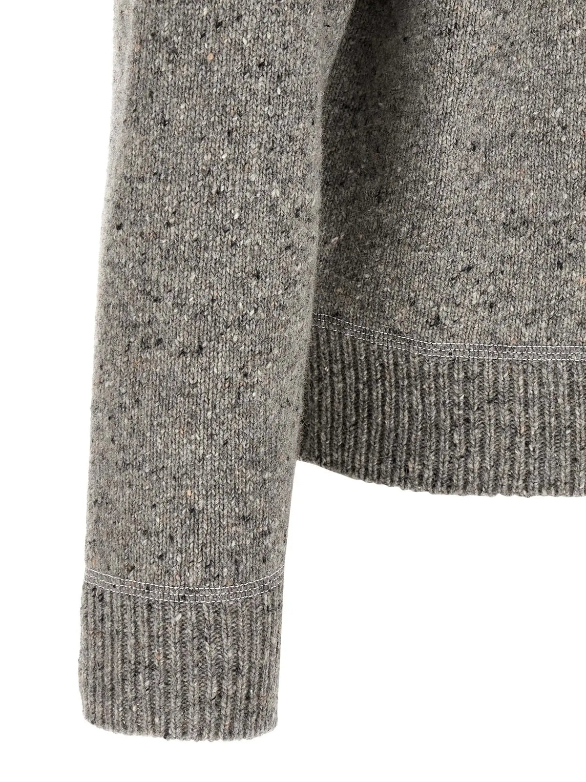Manche de cardigan en laine gris dsquared² avec texture mouchetée et poignets côtelés