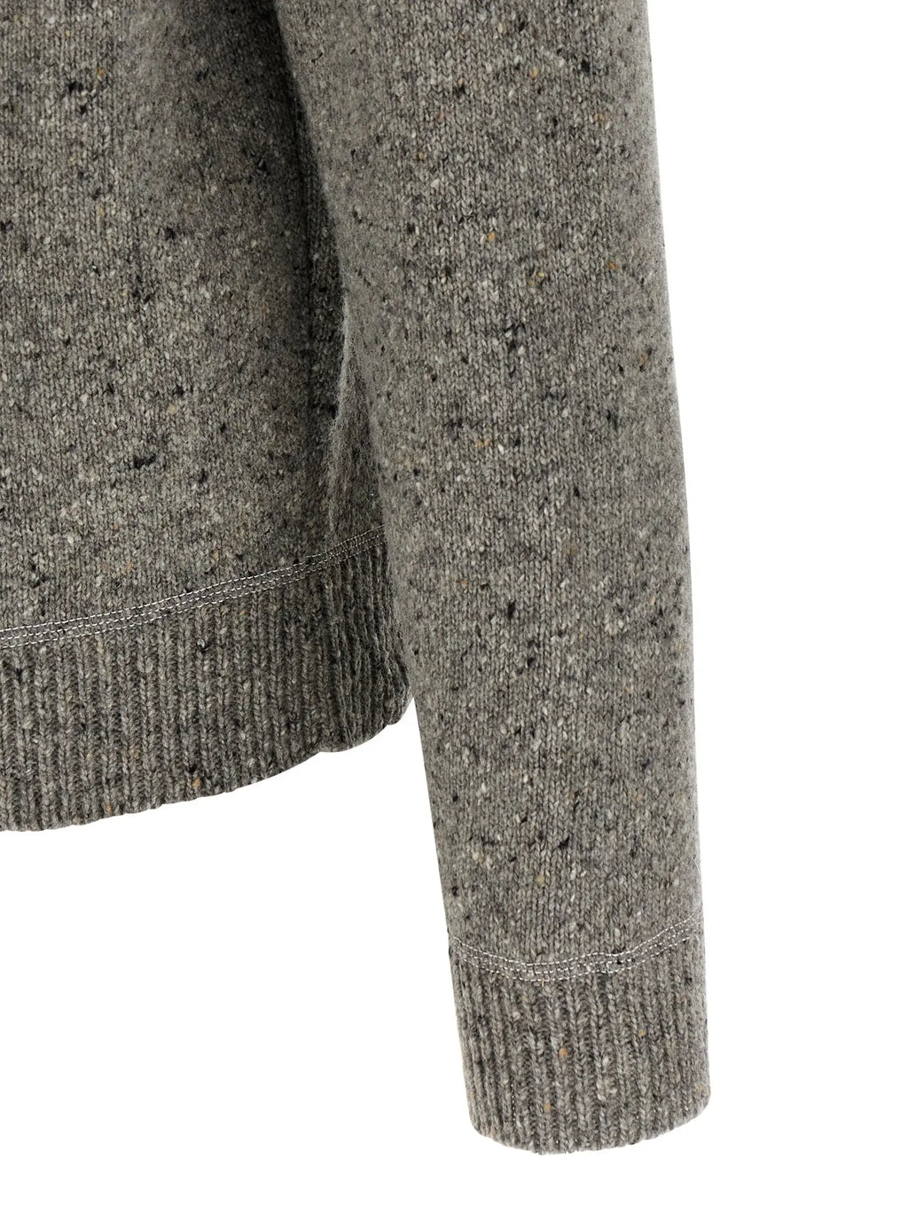 Cardigan gris en laine dsquared² avec tricot texturé, motif moucheté et poignets côtelés