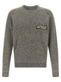 Cardigan en laine dsquared² gris avec col rond côtelé et logo brodé sur la poitrine gauche