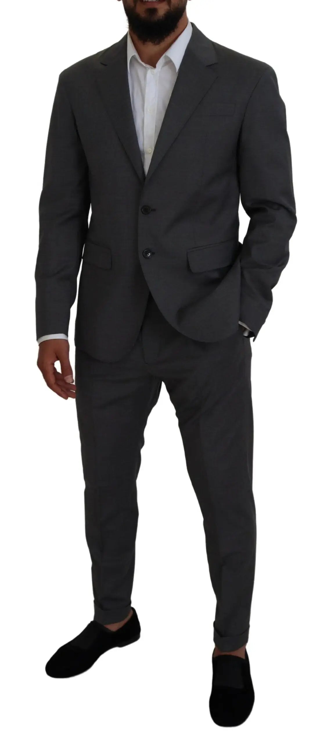 Costume deux pièces gris foncé en laine dsquared² avec coupe ajustée et texture subtile pour homme