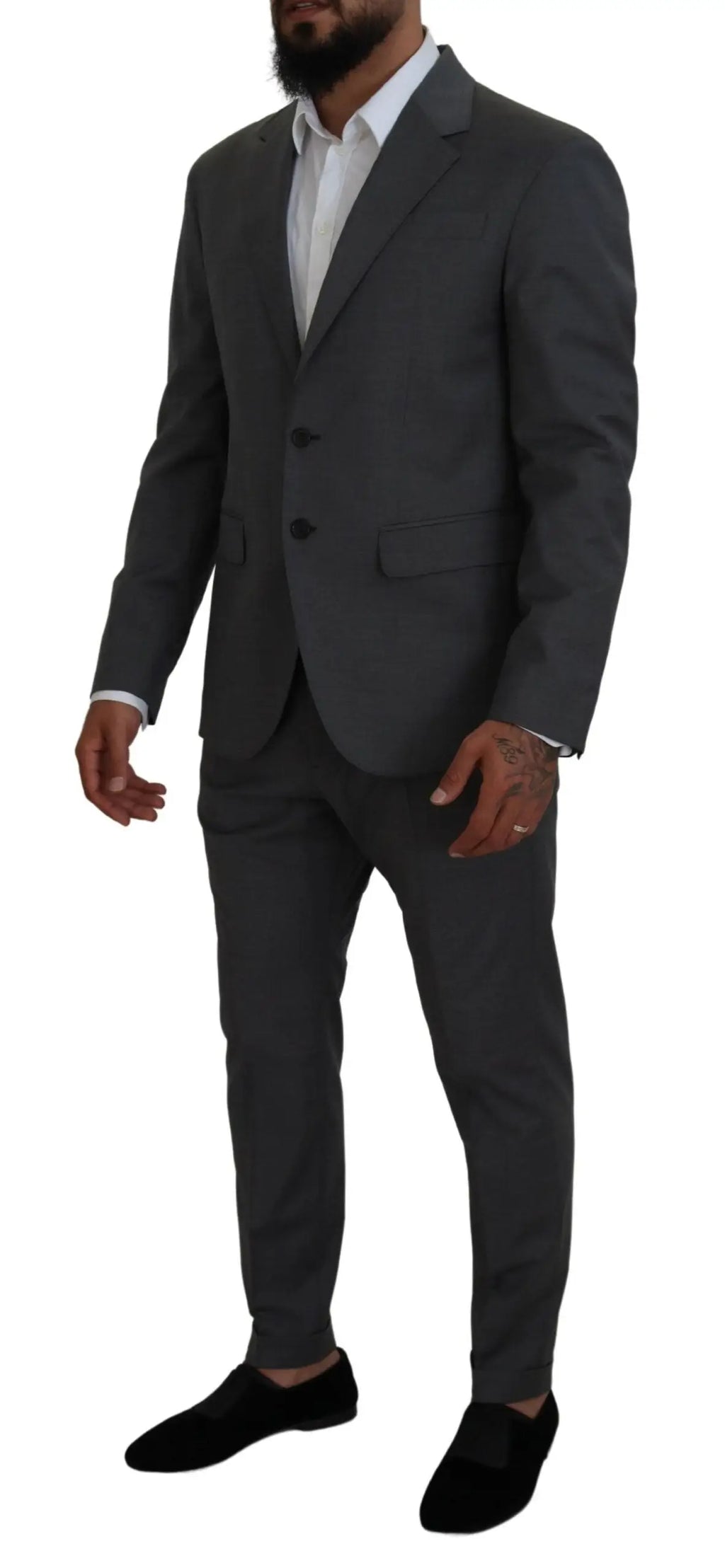 Costume deux pièces dsquared² en laine gris foncé à coupe structurée avec fermeture à deux boutons